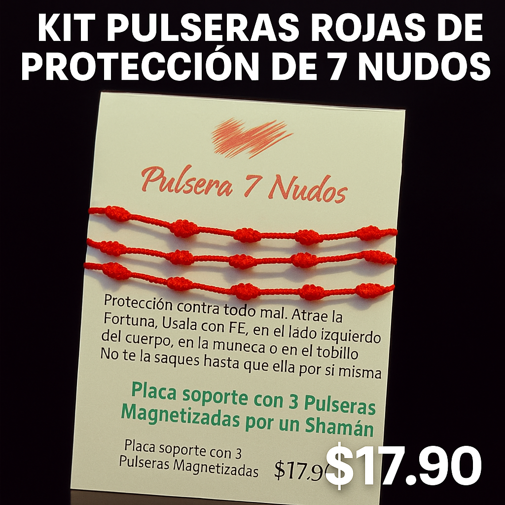 KIT PULSERA ROJA 7 NUDOS